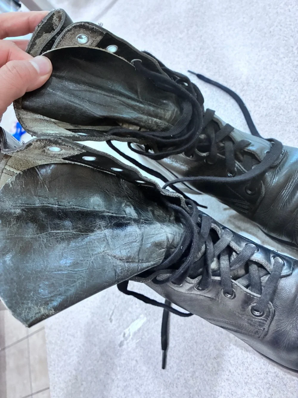 Vintage BFG BF Goodrich Military Combat Boots Black Leather 60s Size 8